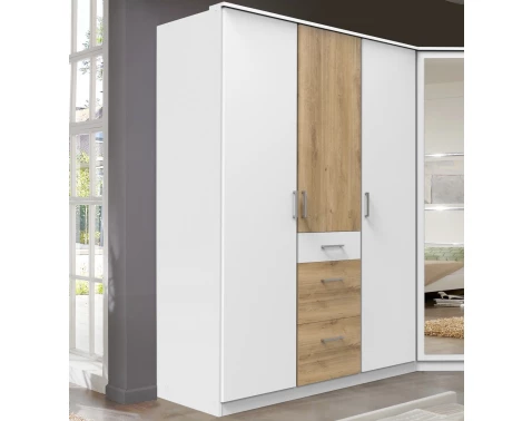 E-shop Šatníková skriňa bez zrkadla Click, 135 cm, biela/doskový dub%