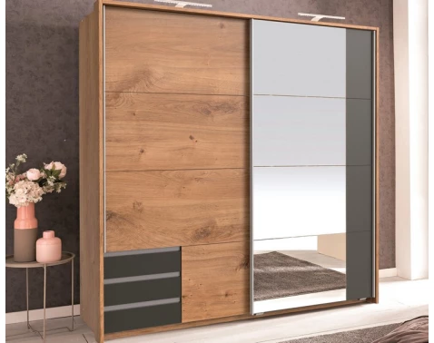 E-shop Šatníková skriňa Emden,179 cm, doskový dub/grafit%
