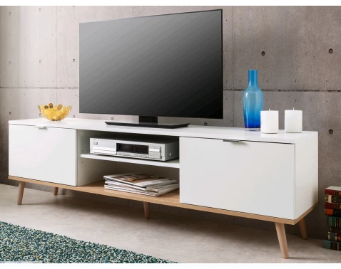 E-shop TV skrinka Göteborg, biela / dub sonoma%