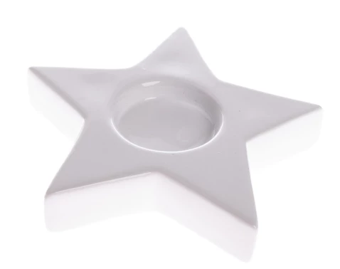Svietnik na čajovú sviečku biela hviezda, 11,5 cm%
