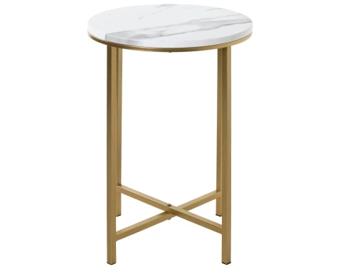 Okrúhly odkladací stolík Albufeira 39 cm, zlatý/mramorový%