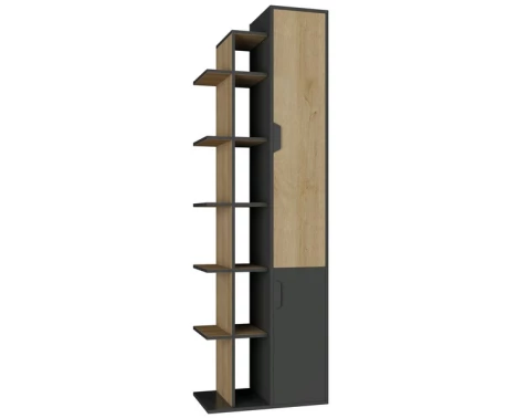 E-shop Vysoký regál s dverami Nemo, dub/grafit%