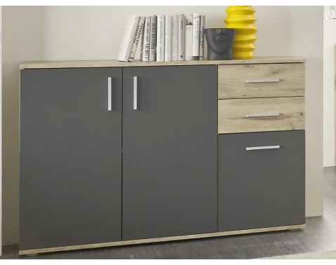 Komoda s 2 zásuvkami Bacalar, dub viking/sivá%