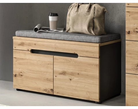 E-shop Predsieňová lavica Cano, 80 cm, šedá/dub artisan%