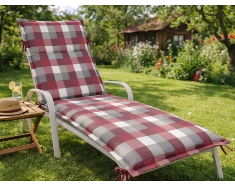 Záhradný podsedák na lehátko Karo 60x190 cm, vínový/sivý%