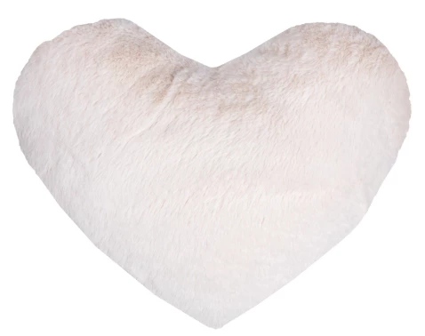 E-shop Dekoračný vankúš Srdce 30x40 cm, krémový, imitácia králičej kožušiny%