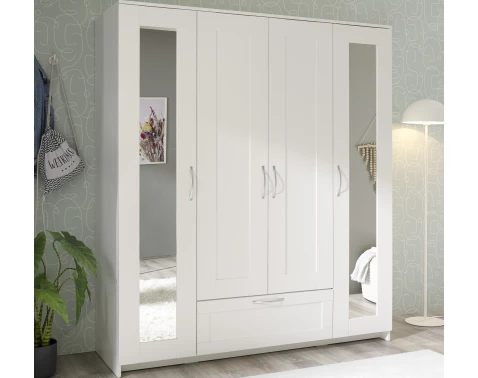 Šatníková skriňa so zrkadlami Leporelo 156 cm, biela mat%