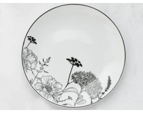Plytký tanier Luna Black Flower, 27 cm%