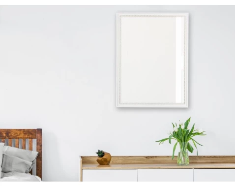 E-shop Nástenné zrkadlo Nadine 34x45 cm, bielo-zlaté, perlový dekor%