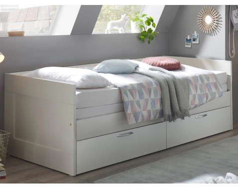 E-shop Rozkladacia posteľ so zásuvkami Leporelo 90x200 cm, biela mat%