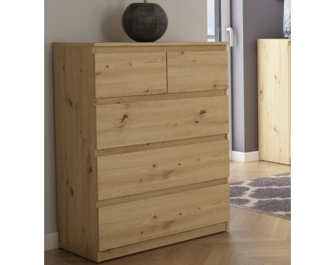 E-shop Komoda s 5 zásuvkami Carlos, dub artisan, 75 cm%