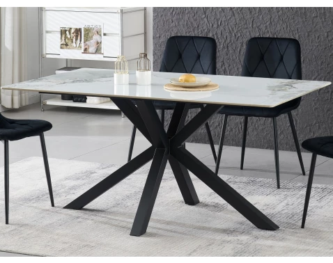 Obdĺžnikový jedálenský stôl Milo 160x90 cm, biely mramor%