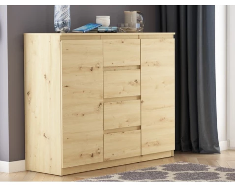 E-shop Široká komoda so 4 zásuvkami Carlos, dub artisan, 120 cm%