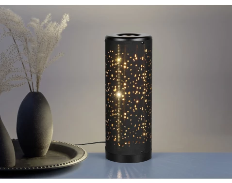E-shop Stolná LED lampa Taco,trblietavý efekt, čierno-zlatá%