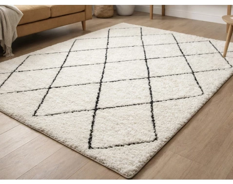 Koberec Ideal Shaggy 120x170 cm, diamant krémový/čierny%