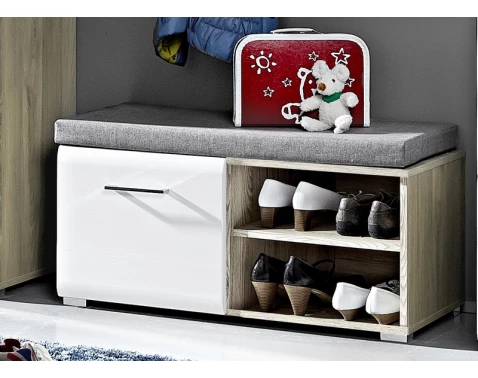 Botník Funny, dub strieborný/biely%