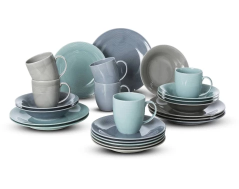 Jedálenský servis (24 dielov) Jive, šedá/modrá/mentolová%