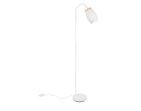 Stojacia lampa Bidar, biely kov/drevo%