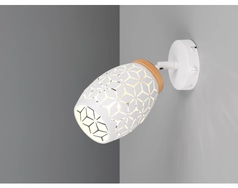 E-shop Nástenná lampa Bidar, bielykov/drevo%