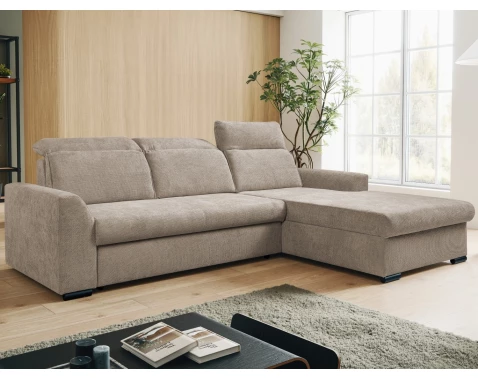 Rohová sedačka Arya, béžová cappuccino šrukturovaná tkanina, pravý roh%