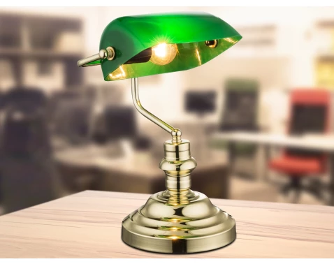 Stolová lampa Antique, mosadz/zelená%