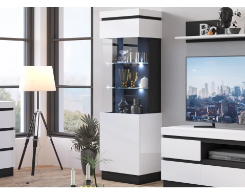 E-shop Vysoká vitrína Campania 60 cm, biela/antracit, pravá%
