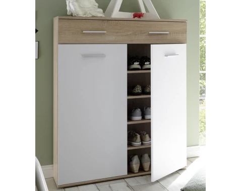 E-shop Komoda s policami/botník Manolo 90 cm, dub sonoma/biela%