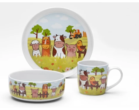 Detská jedálenská súprava (3 diely) Zvieratká z farmy%