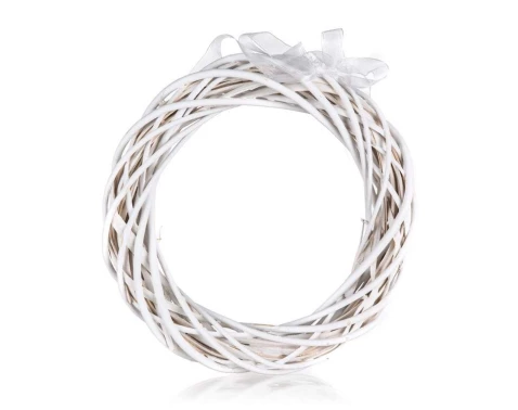 Dekoracia Ratanový veniec 26 cm, biely%