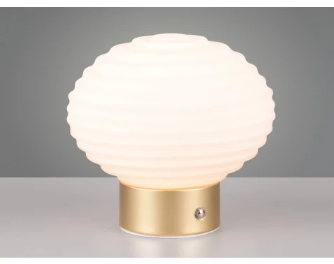 E-shop LED stolná lampa nabíjacia Earl 14 cm, biele sklo%