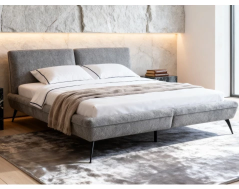 Asko - Nábytok Šedá Posteľ Verde 180X200 Cm, Holubí Štruktúrovaná Látka%