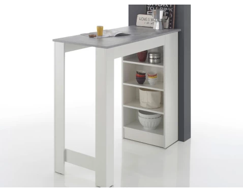 Barový stôl Mojito, biely/sivý betón%