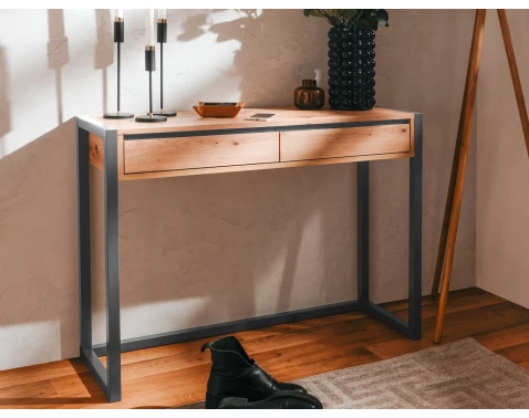 E-shop Konzolový stolík so zásuvkami Denver, dub artisan/antracit%