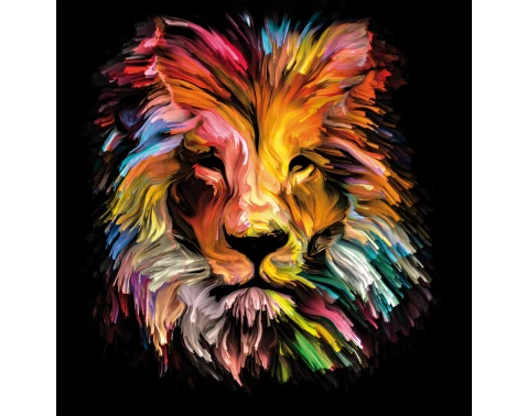 E-shop Obraz na plátne Farebný lev, 35x35 cm, efekt olejomaľby%