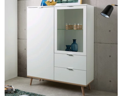 E-shop Vysoká skrinka Göteborg, biela / dub sonoma%