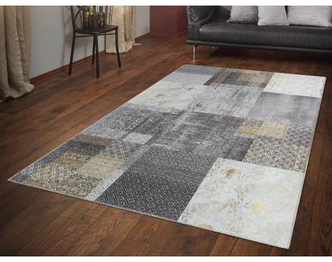 E-shop Koberec Edessa 120x170 cm, šedo-zlatý, vintage%
