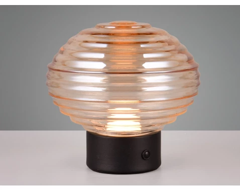 E-shop LED stolná lampa nabíjacia Earl 14 cm, jantarové sklo%
