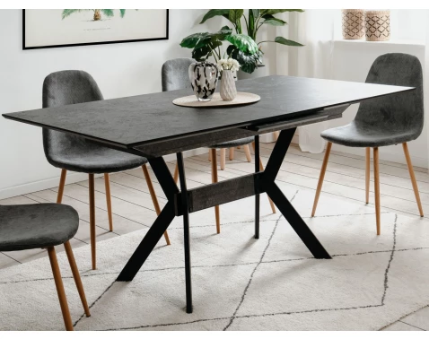 E-shop Jedálenský stôl s funkciou rozkladu Hero 160x90 cm, imitácia šedého kameňa%