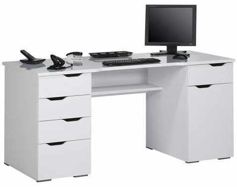 E-shop Písací stôl Robby, biely/biely lesk