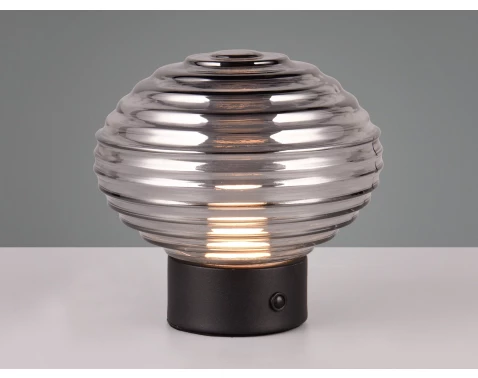 E-shop LED stolná lampa nabíjacia Earl 14 cm, dymové sklo%