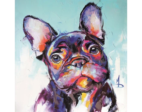 E-shop Obraz na plátne Francúzsky buldoček, 35x35 cm, efekt ručnej maľby%