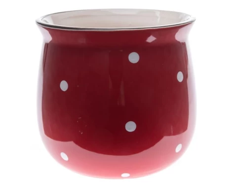 E-shop Obal na kvetináč Bodkovaný 12,5 cm, červeno-biely%