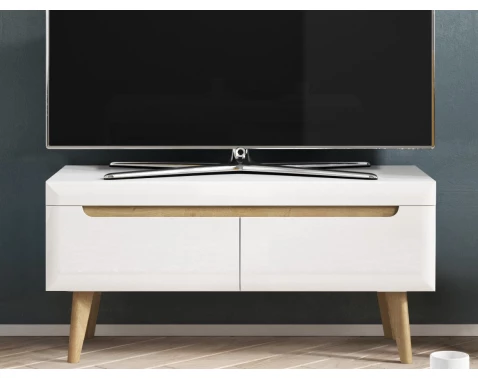 Televízna skrinka Nordi, 107 cm, dub riviera/biely lesk%