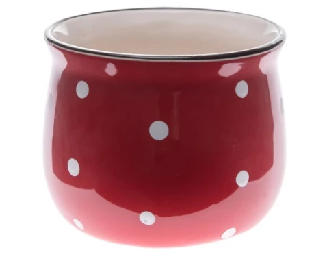 E-shop Obal na kvetináč Bodkovaný 9,5 cm, červeno-biely%