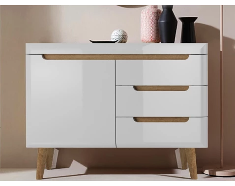 Komoda so šuplíkmi Nordi, dub riviera/biely lesk%