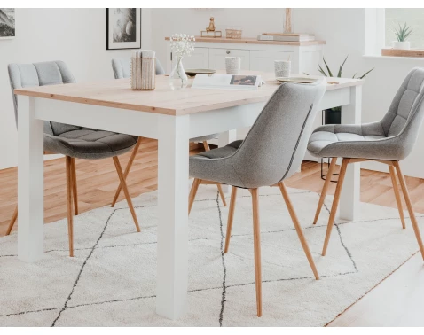 E-shop Rozkladací jedálenský stôl Bergen 160x90 cm, biela/dub artisan%