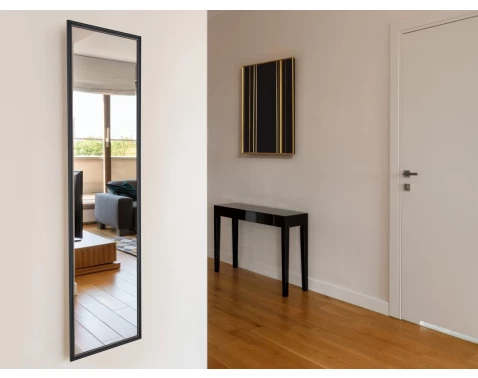 E-shop Nástenné zrkadlo Nadine 33,5x125 cm, čierno-zlaté, perlový dekor%