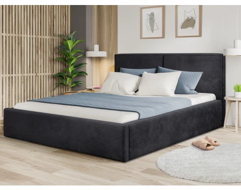 Posteľ Inez 180x200 cm, čierna štruktúrovaná látka%