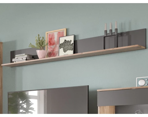 E-shop Nástenná polica Mason 180 cm, dub/sivá%
