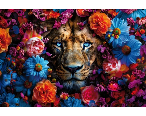 E-shop Obraz na plátne Lev v kvetoch, 90x60 cm%